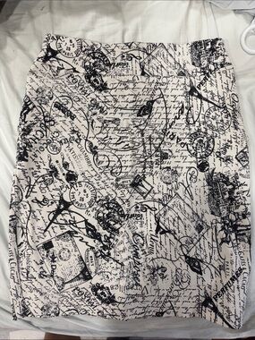 Joseph Ribkoff Black Script Print Pencil Skirt on Cream